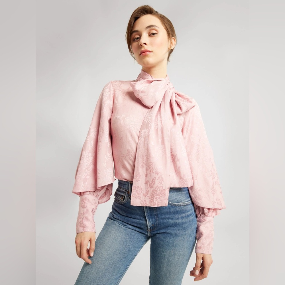 Anthropologie Mille Gigi Top in Pink Jacquard